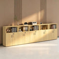 File Cabinet with Password Lock, Wood Lateral Filing Cabinet for Letter/A4 Files, 3 Drawer with Door, Printer Stand with Open Shelves for Home Office