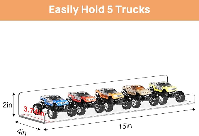 upsimples 14 Pack Acrylic Shelves Wall Organizer and Storage, 15" Display Shelf for Figure, Toy Cars, Perfume, Kids Bookshelf for Bedroom, Nursery, Craft Room, Clear