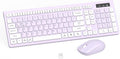 Wireless Keyboard and Mouse Combo, Full-Sized Wireless Keyboard and Adjustable DPI Mouse, 2.4GHz USB Receiver, Keyboard and Mouse for PC, Windows, Desktop, Laptop (Light Purple)
