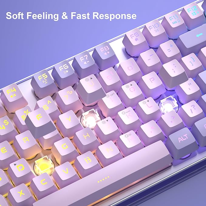 Gaming Keyboard and Mouse Combo, K1 RGB LED Backlit Wired Keyboard with 104 Key Computer PC Gaming Keyboard for PC/Laptop (Purple)