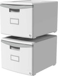 Storex Plastic One-Drawer File Cabinet – Locking Document Organizer for Home and Office, Gray, 2-Pack (61261A02C)