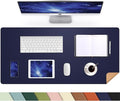 AFIING Desk Mat, Blue, 35.4" x 17", Cork Desk pad Protector | Dual-Sided Cork & PU Leather, Waterproof, Non-Slip for Mouse Pad, Office, Home & Writing
