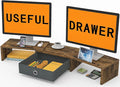 WESTREE Dual Monitor Stand Riser with Drawer, Monitor Stand Riser for 2 Monitors, Adjustable Length and Angle, 2 Solts for Phone & Tablet, Desktop Organizer Stand for Computer/Laptop/PC/Printer