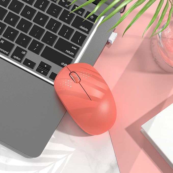 seenda Wireless Mouse, 2.4G Noiseless Mouse with USB Receiver Portable Computer Mice for PC, Tablet, Laptop, Notebook - Living Coral