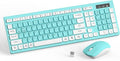 RECCAZR Wireless Keyboard and Mouse Combo, Full-Sized Keyboard and Adjustable DPI Mouse, 2.4GHz USB Receiver, Wireless for PC, Windows, Desktop, Laptop (Blue)