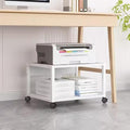 2 Tiers Rolling Under Desk Printer Stand,Office Movable Printer Desk with 4 Wheels & Lock Mechanism,Heavy Duty Storage Rack for Office and Home(Internal Height 20cm(7.8in), White)