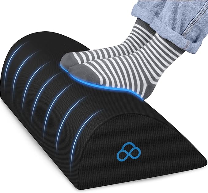 StepLively Foot Rest Ergonomic Pillow for Under Desk at Work, Anti-Fatigue Footrest Support Pillow for Fatigue & Pain Relief, Comfortable for Office Chair, Car Seat & Gaming Chair - Black