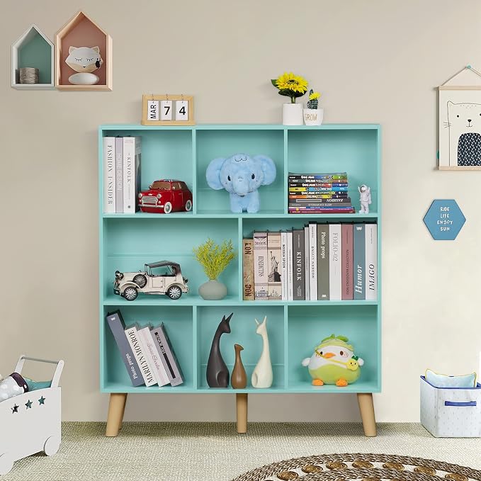 LEYAOYAO Bookshelf,3 Tier Book Shelf with Legs,Pink Modern Bookshelf,Large Freestanding Open Modern Bookshelves,Display Bookcases Decor Furniture for Nursery