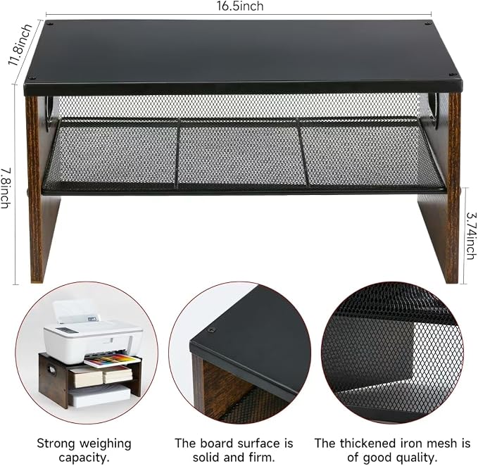 2 Tier Desktop Printer Stand,Multi-Purpose Desk Organizer for Folders,Books,for Fax Machine, Scanner,Home Office