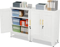 GAIOUS White Metal File Cabinet with Lock(Two Units), Steel Storage Cabient | with 2 Doors and 2 Adjustable Shelves, Multifunctional Locked Cabinet for Home/Office/Garage/Tool Room, Accent Furniture