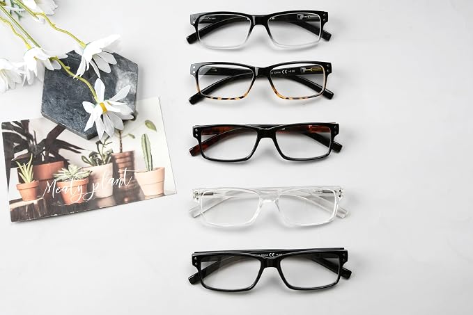 Eyekepper Vintage Reading Glasses for Men - 5 Pack Classic Readers with Spring Hinges +3.50