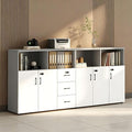 File Cabinet with Password Lock, Wood Lateral Filing Cabinet for Letter/A4 Files, 3 Drawer with Door, Printer Stand with Open Shelves for Home Office
