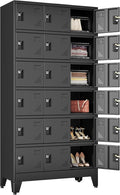 Metal Lockers for Employees-18 Doors Storage Locker with Shelves and Lockable Steel Cabinet for School,Gym,Office,Staff,Assembly Required,Black
