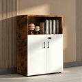 File Cabinet with Password Lock, Wood Lateral Filing Cabinet for Letter/A4 Files, 3 Drawer with Door, Printer Stand with Open Shelves for Home Office
