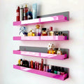 4 Pack 15 Inch Pink Reflective Acrylic Shelves, Pink Floating Shelves, Modern Sunglasses Essential Oil Picture Ledge Display Toy Storage Shelf