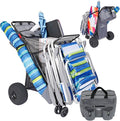 Ultimate Beach Cart with Balloon Wheels for Sand – Buggy Wagon with Big Wheels, Insulated Cooler Bag, Boogie Board & Umbrella Holder, 100 lbs Load Capacity