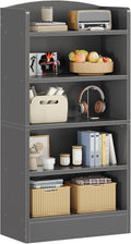 ALISENED 5-Tier Bookcase, Open Bookshelves and Bookcases with Storage Shelves, Floor Standing Unit, Display Storage Shelves for Bedroom Library Living Room Home Office, Dark Gray