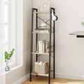 Hzuaneri Ladder Shelf, Bookshelf Bookcase, Freestanding Corner Storage Shelve with 2 Hooks for Home Office, Living Room, Kitchen, Bedroom, Industrial, 11.8" D x 13.4" W x 47.2" H, Greige BC13205B