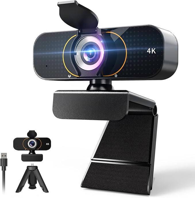 Webcam for pc, Camera for Computer/Laptop/Light Correction/Microphone, Web cam for Streaming/Gaming/Online Classes/Conferences/Video Callings,Updated HD 4K Webcam