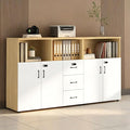 File Cabinet with Password Lock, Wood Lateral Filing Cabinet for Letter/A4 Files, 3 Drawer with Door, Printer Stand with Open Shelves for Home Office