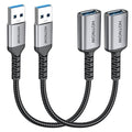 USB 3.0 Extension Cable [1FT 2Pack] Nylon Braided USB A-Male to A-Female Extender Compatible with Webcam, Camera, Hub, Mouse, Keyboard, Hard Drive, Headset,Gamepad, Printer, Memory Disk.