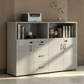 File Cabinet with Password Lock, Wood Lateral Filing Cabinet for Letter/A4 Files, 3 Drawer with Door, Printer Stand with Open Shelves for Home Office