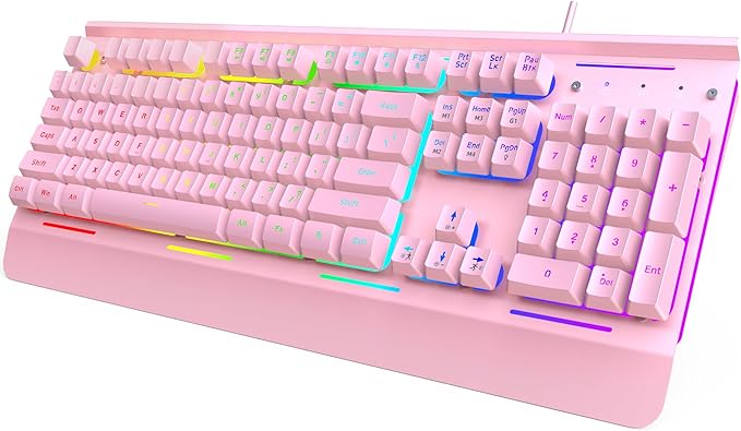 TECKNET Gaming Keyboard, USB Wired Computer Keyboard, 15-Zone RGB Illumination, IP32 Water Resistance, 25 Anti-ghosting Keys, All-Metal Panel (Whisper Quiet Gaming Switch)