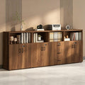 File Cabinet with Password Lock, Wood Lateral Filing Cabinet for Letter/A4 Files, 3 Drawer with Door, Printer Stand with Open Shelves for Home Office