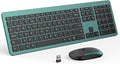Wireless Keyboard and Mouse Combo, Full Size Slim Thin Cordless Keyboard Mouse with Numeric Keypad, Quiet Computer Keyboard Mice Set 2.4G Stable Connection Adjustable DPI (Green)
