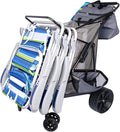 Ultimate Buggy Beach Cart with Big Wheels for Sand, Wide Wheel Wagon with Insulated Cooler Bag, Body Board and Umbrella Holder, 100 lbs Capacity