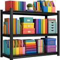 3 Tier Metal Bookshelf, Adjustable Tall Bookcase, Heavy Duty 1800 LBS Modern Deep Book Shelf, Bolt-Free Storage Shelves for Living Room, Home Office, Garage, 27.6" Wx 13.8" Dx 31.5" H