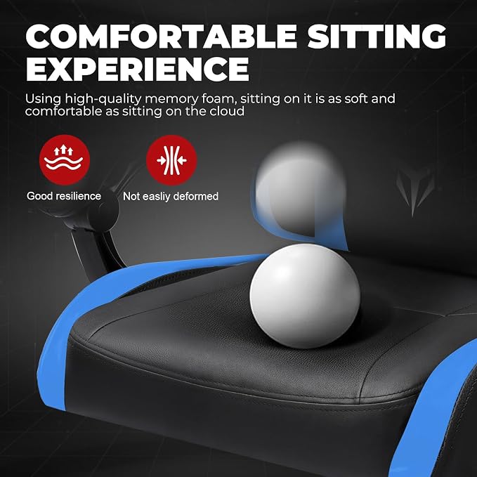 GTPLAYER Gaming Chair High Back Computer Chairs for Adults, Ergonomic Height Adjustable Recliner Chair 300lbs with Linkage Armrest and Lumbar Support for Home Office, Dark Blue
