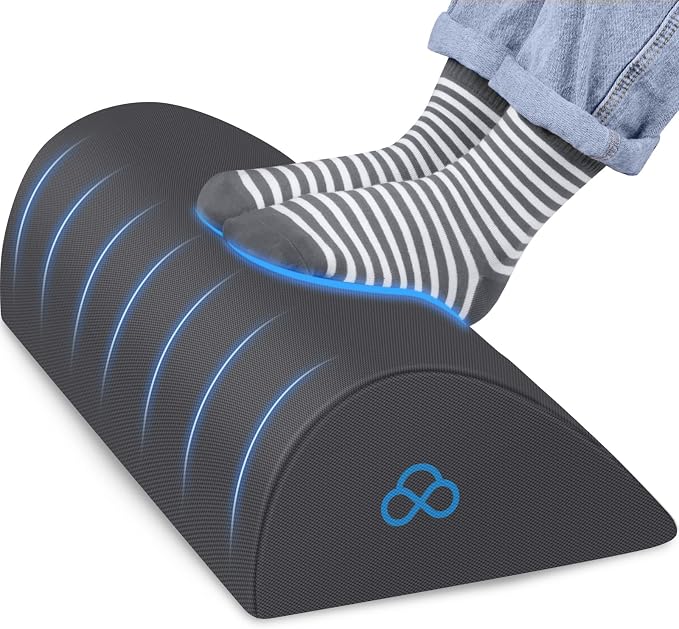 StepLively Foot Rest Ergonomic Pillow for Under Desk at Work, Anti-Fatigue Footrest Support Pillow for Fatigue & Pain Relief, Comfortable for Office Chair, Car Seat & Gaming Chair - Grey