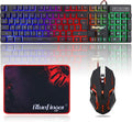 BlueFinger RGB Gaming Keyboard and Backlit Mouse Combo, USB Wired, LED Gaming Set for Laptop PC Computer Game and Work
