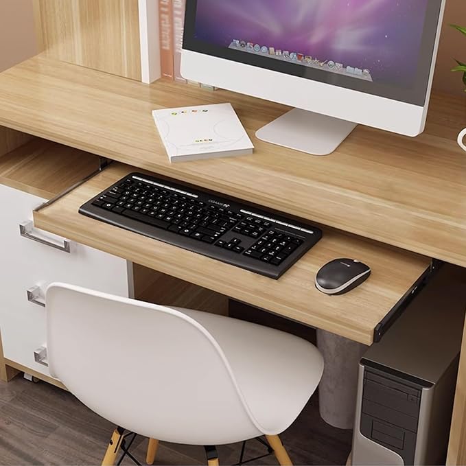 Under Desk Keyboard Tray Slide Out Height Adjustable 21/24/27x 10 Inch Pull Out Platform Computer Drawer Suitable for Office(D,54x27cm)
