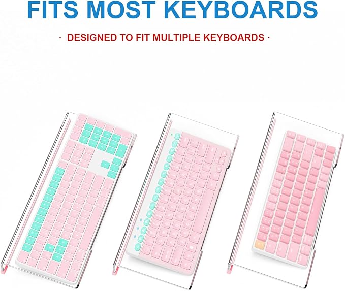WINFFOR Comfortable Computer Keyboard Stand - Ergonomic Keyboard Riser Acrylic Tilted Keyboard Holder for Easy Typing&Working at Home Office - Fits All Keyboard Sizes - 17'' Wide (Crystal Clear)