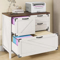 Halitaa Lateral File Cabinet with 4 Drawers Farmhouse File Cabinet for Letter/Legal/A4 Size Hanging Files, Large Wood File Storage Cabinets Printer Stand for Home Office Cabinet, Rustic White