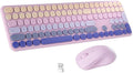 Wireless Keyboard and Mouse Combo with 110 Round Keycaps, Power Switch, and Scissor-Switch Typing Feel – Ideal for Office Use (Blush Pink)