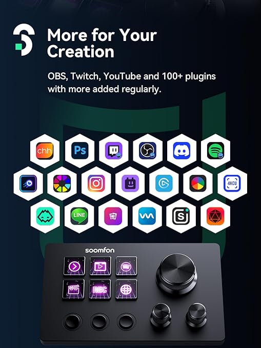 SOOMFON Stream Controller SE Stream Control Deck with 6 Customizable LCD Macro Keys to Trigger Actions in OBS Twitch YouTube for Content Creators Streaming Gaming Compatible with PC & Mac