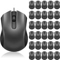 Bonuci 30 Pack USB Wired Mouse 3 Button Corded Computer Mice Bulk USB Mouse for PC Desktop, Laptop, Office, School, Classroom Use(Gray)