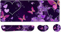 Desk Pad and Keyboard Wrist Rest, Large Mouse Pad + Keyboard Pad+Mouse Wrist Support, Non-Slip Desk Mat Protector for Office, Home 31.5×11.8 Inches Purple Butterfly