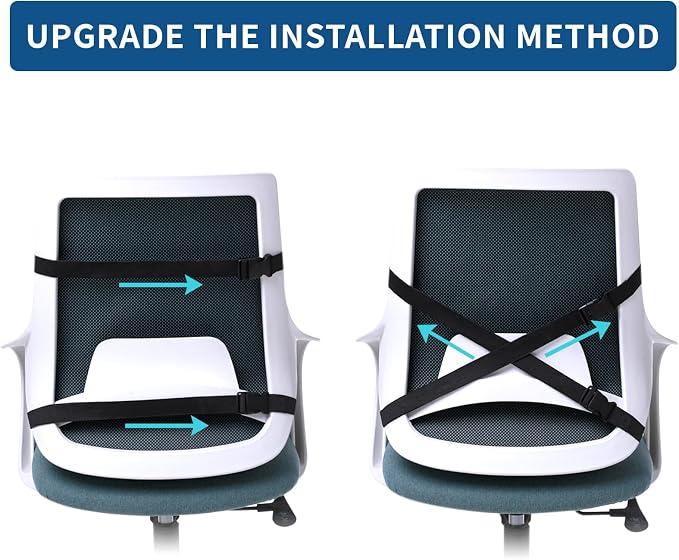 Memory Foam Seat Cushion & Lumbar Support Pillow for Office Chair Car Wheelchair Orthopedic Chair Pad and Back Cushion with Adjustable Straps for Lower Back, Tailbone, Sciatica, Hip Pain Relief