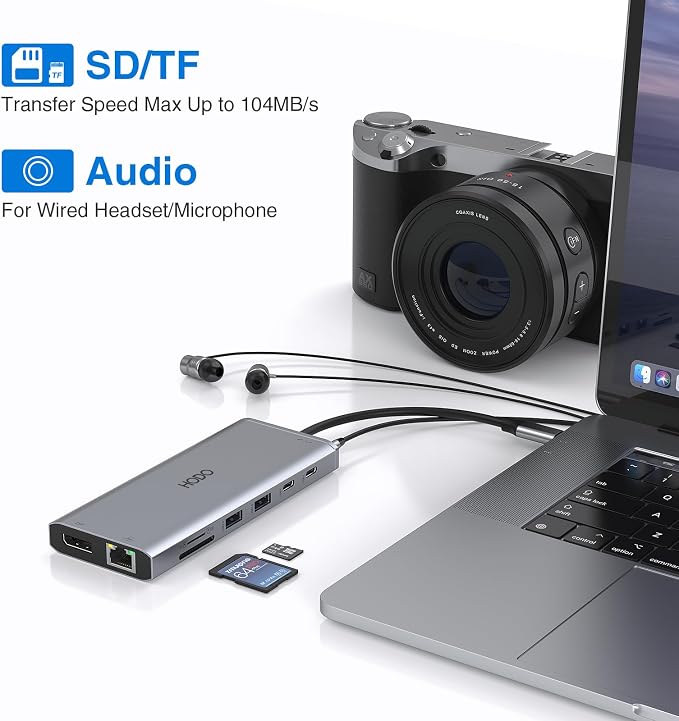 USB C Docking Station Dual Monitor HDMI for Dell HP, Laptop Docking Station 3 Monitors Triple Display USB C Hub Dock to 2 HDMI 4K,DP,Ethernet,6 USB,PD,SD/TF, Audio, USB C Adapter 14 in 1 for Lenovo