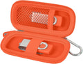 USB Flash Drive Case, SD Card Holder Compatible with Thumb Drive, Memory Cards, SDXC SDHC Storage Bag, Electronic Accessories Organizer for SanDisk for Samsung for Inland (Orange)