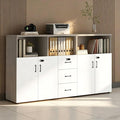 File Cabinet with Password Lock, Wood Lateral Filing Cabinet for Letter/A4 Files, 3 Drawer with Door, Printer Stand with Open Shelves for Home Office