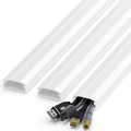 TV Cord Hider, 44in Cable Raceway Kit, Self Adhesive Wire Covers for Cords on Wall, Large Cord Cover for Wall Mounted TV, Holds Up to 4 Cables, Paintable Cable Management System, W1.2in H0.6in