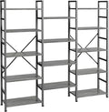 SUPERJARE Triple Bookshelf, Bookcase with 14 Open Display Shelves, Wide Book Shelf Book Case for Home & Office, 5 Tier, Grey
