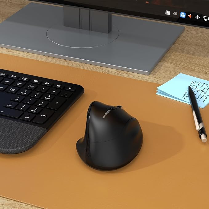 Bluetooth Wireless Mouse Ergonomic Vertical for Laptop Computer Macbook iPad Tablet Rechargeable Silent Click USB Carpal Tunnel Right Hand Compatible with Windows iOS Mac OS Android Black