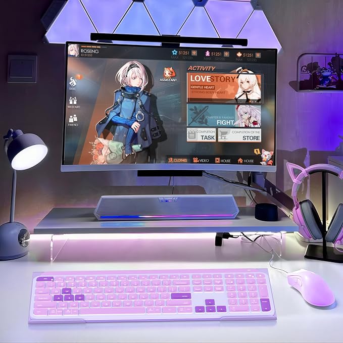 WINFFOR Comfortable Computer Keyboard Stand - Ergonomic Keyboard Riser Acrylic Tilted Keyboard Holder for Easy Typing&Working at Home Office - Fits All Keyboard Sizes - 17'' Wide (Purple)