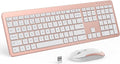 Wireless Keyboard and Mouse Combo, Full Size Slim Thin Cordless Keyboard Mouse with Numeric Keypad, Quiet Computer Keyboard Mice Set 2.4G Stable Connection Adjustable DPI (Rose Gold)